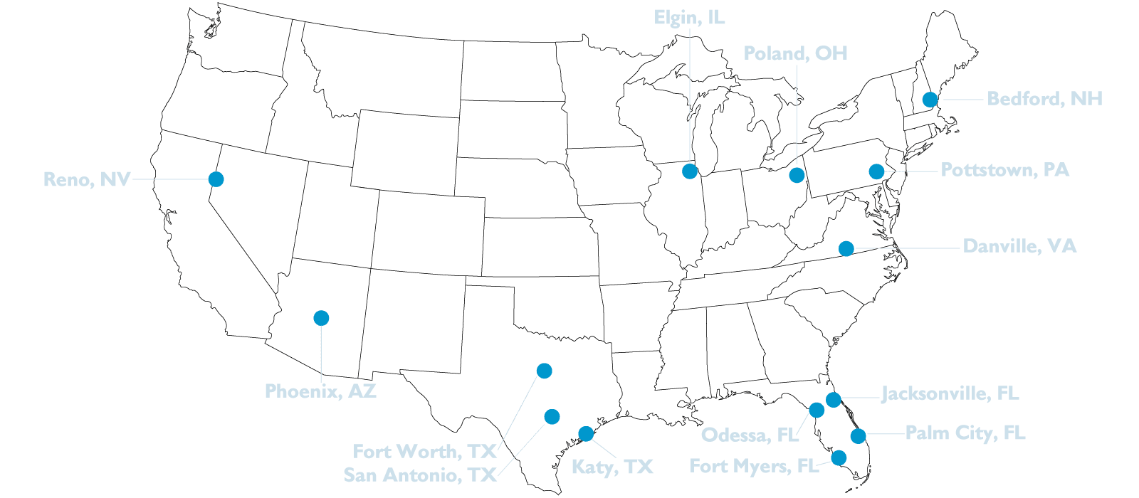 Charger locations with cities