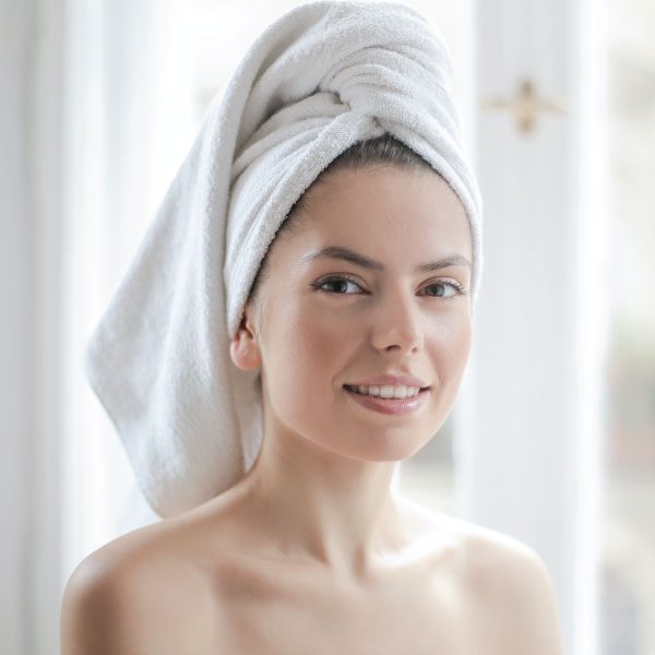 woman with towel