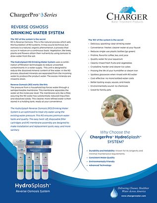 ChargerPro 5-Stage HydroSplash RO spec sheet ChargerPro 5-Stage HydroSplash RO spec sheet